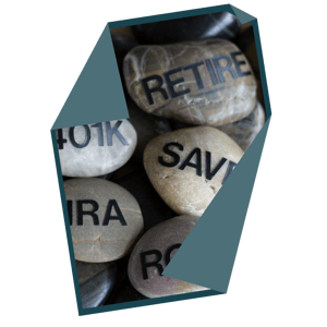 stones with retire 401k and ira labels 