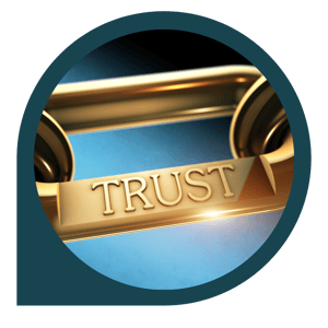trust written on gold interlocking chain