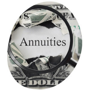 dollar that says annuity with magnifying glass